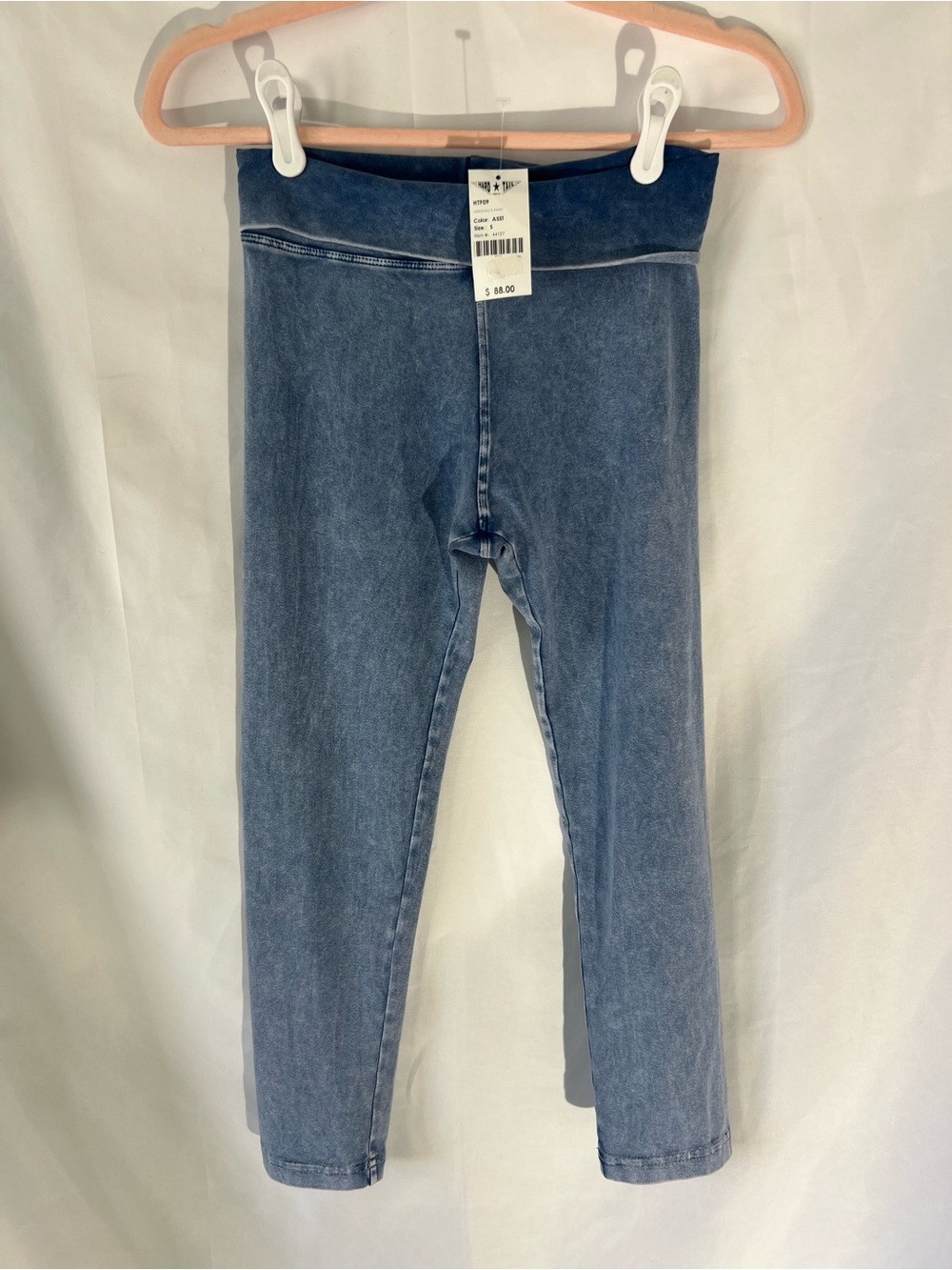 NWT Womens HARD TAIL Denim Blue 90% Cotton* Fold-Over Leggings 22”